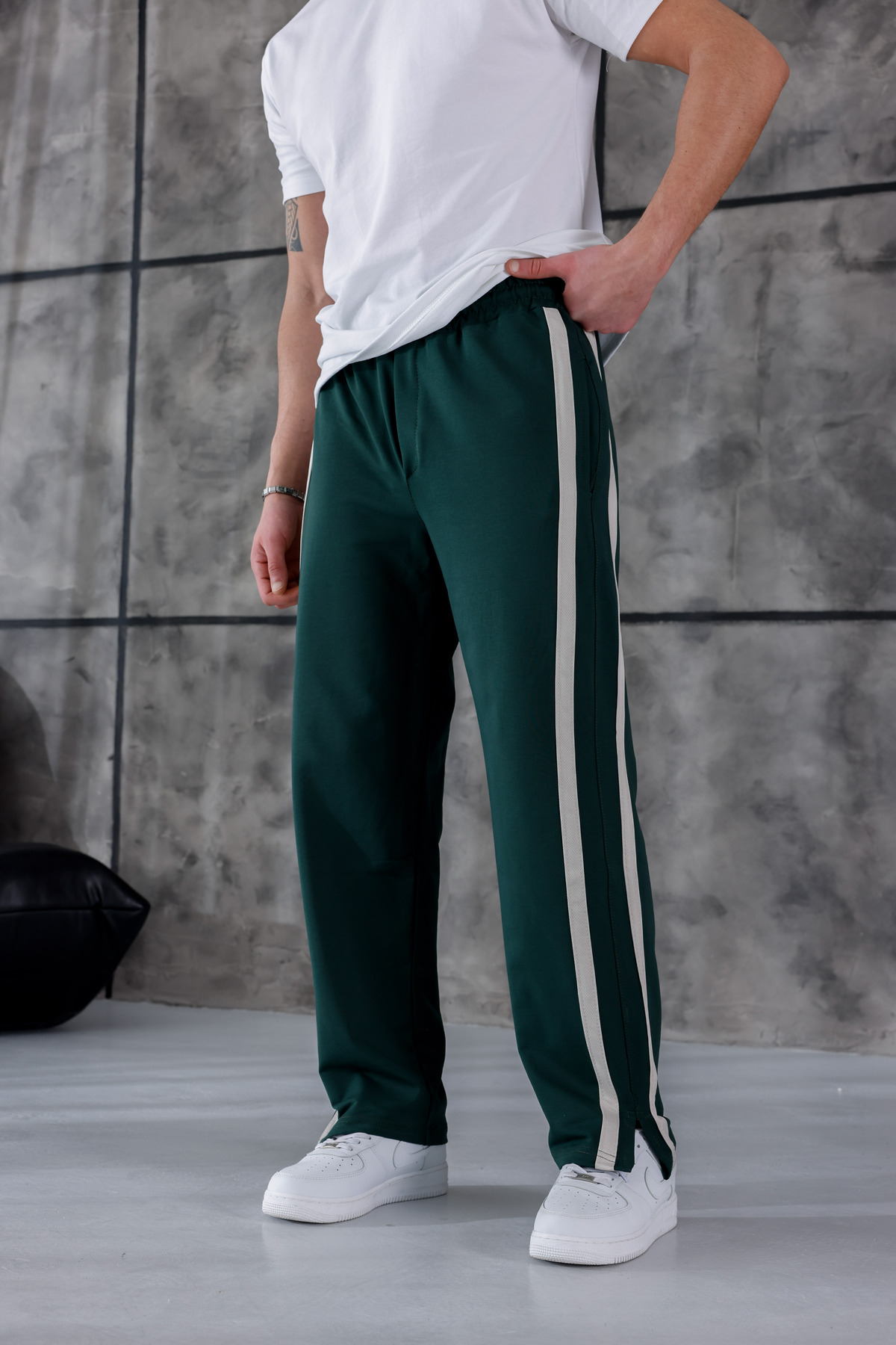 3MODA Erkek Baggy Compak Kumaş Yan Şeritli Eşofman Alt