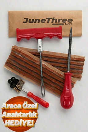 JuneThree Dubleks Lastik Tamir Seti - 15 Adet 20cm Fitil , 3 Alet , Sibop İğn...