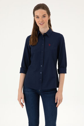 U.S. Polo Assn. Kadın Lacivert Uzun Kollu Basic Gömlek 50324791-VR033