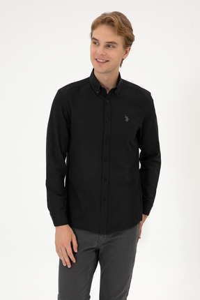 U.S. Polo Assn. Erkek Siyah Uzun Kollu Basic Gömlek 50324708-VR046