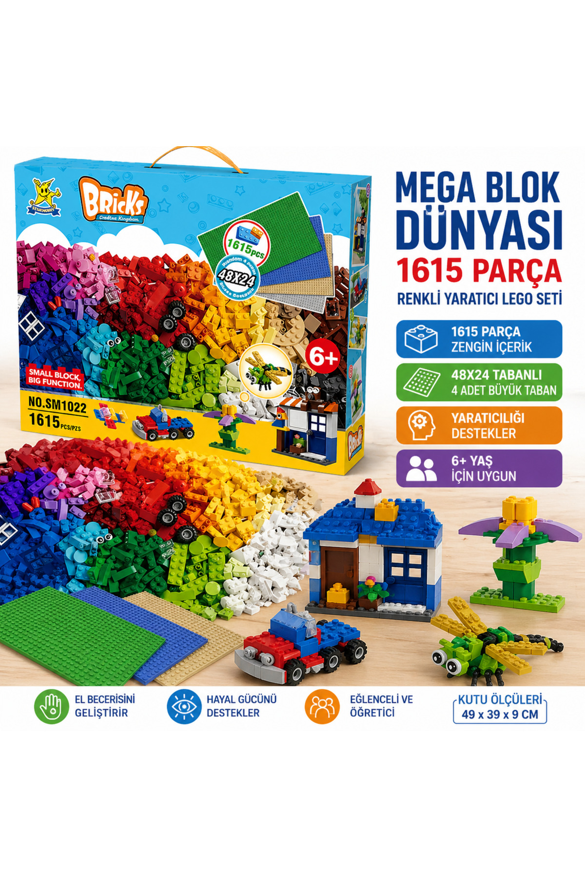 TRUST STORE Mega Blok Dünyası 1615 Parça Renkli Yaratıcı Lego Seti