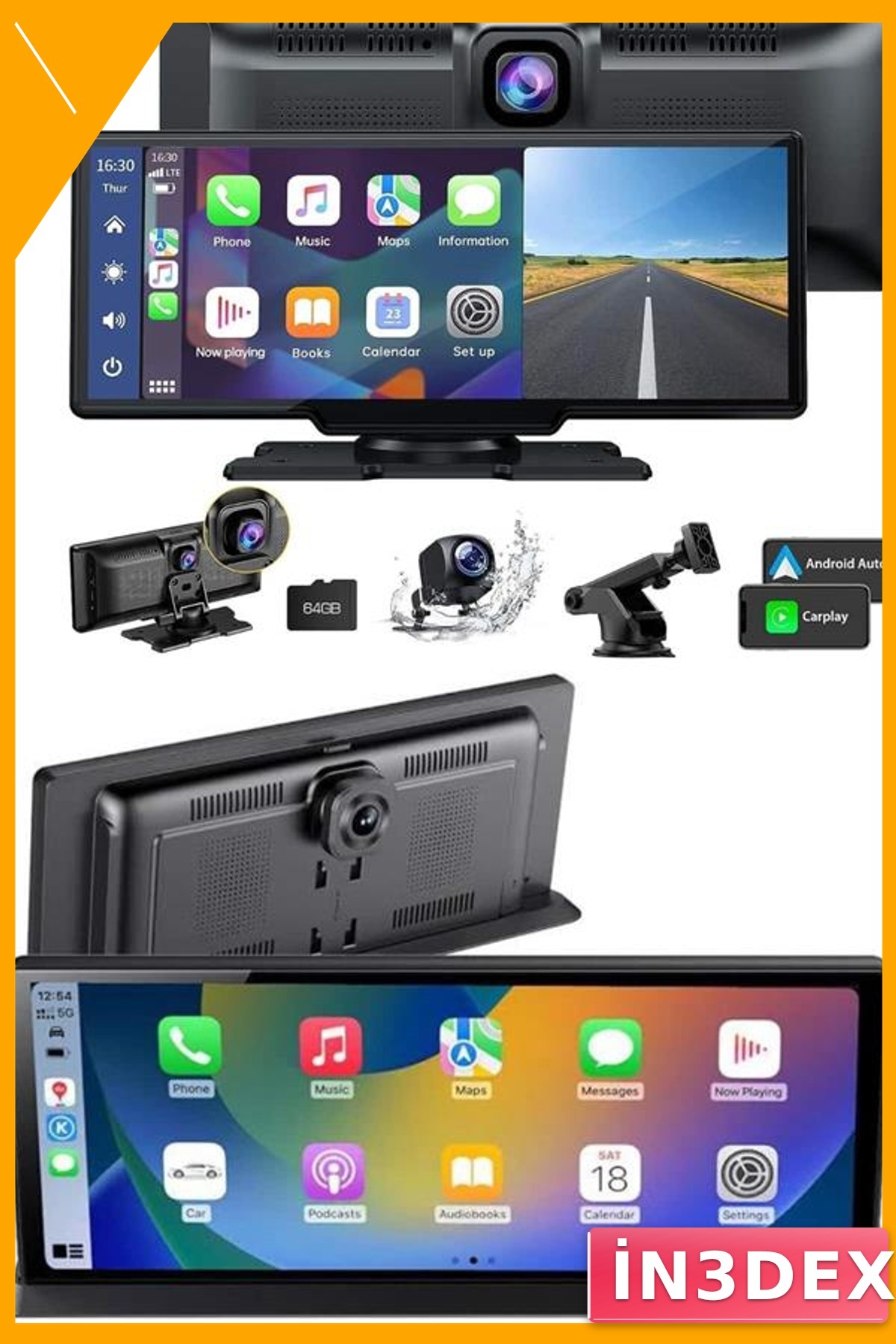 Kablosuz CarPlay Ekran 10.26 İnç 4K Dokunmatik Ön Arka Kamera
