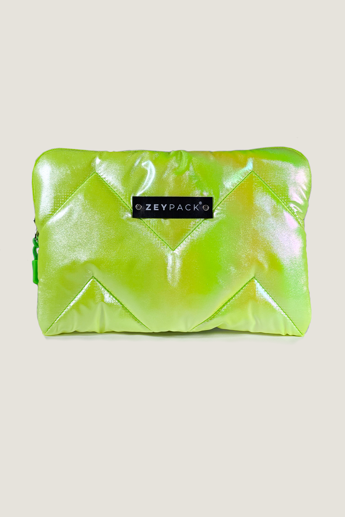 zeypack Simli Neon Yeşil Çanta- Clutch, El Çantası, Makyaj Çantası 28x18cm