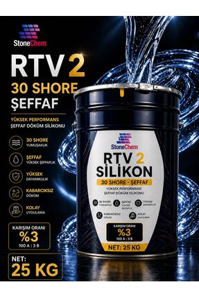 stonechem RTV2 Silikon 30 Shore Şeffaf Kalıp Silikonu Epoksi Sabun Taş Tozu U...