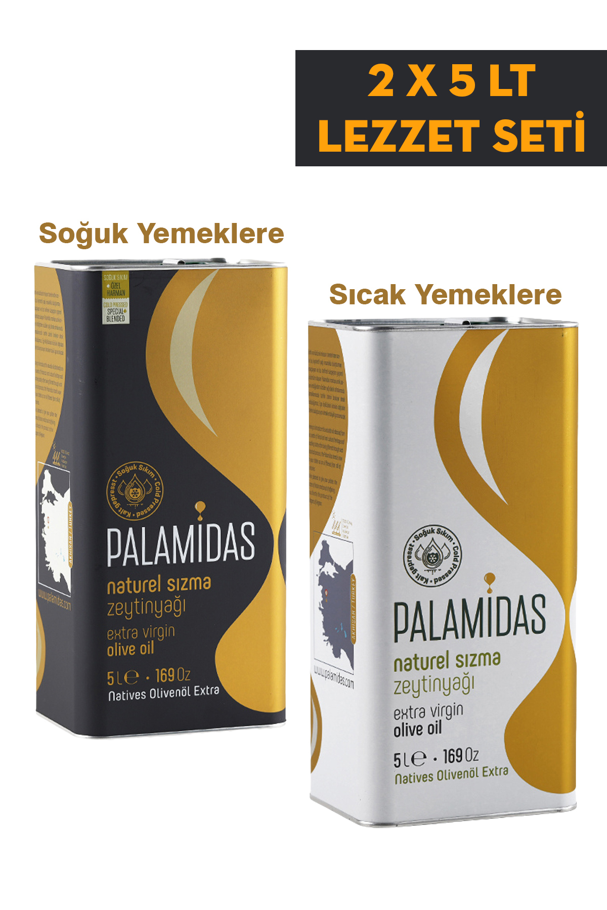 palamidas 2 x 5 LT Özel Harman ve Natürel Sızma Zeytinyağı Lezzet