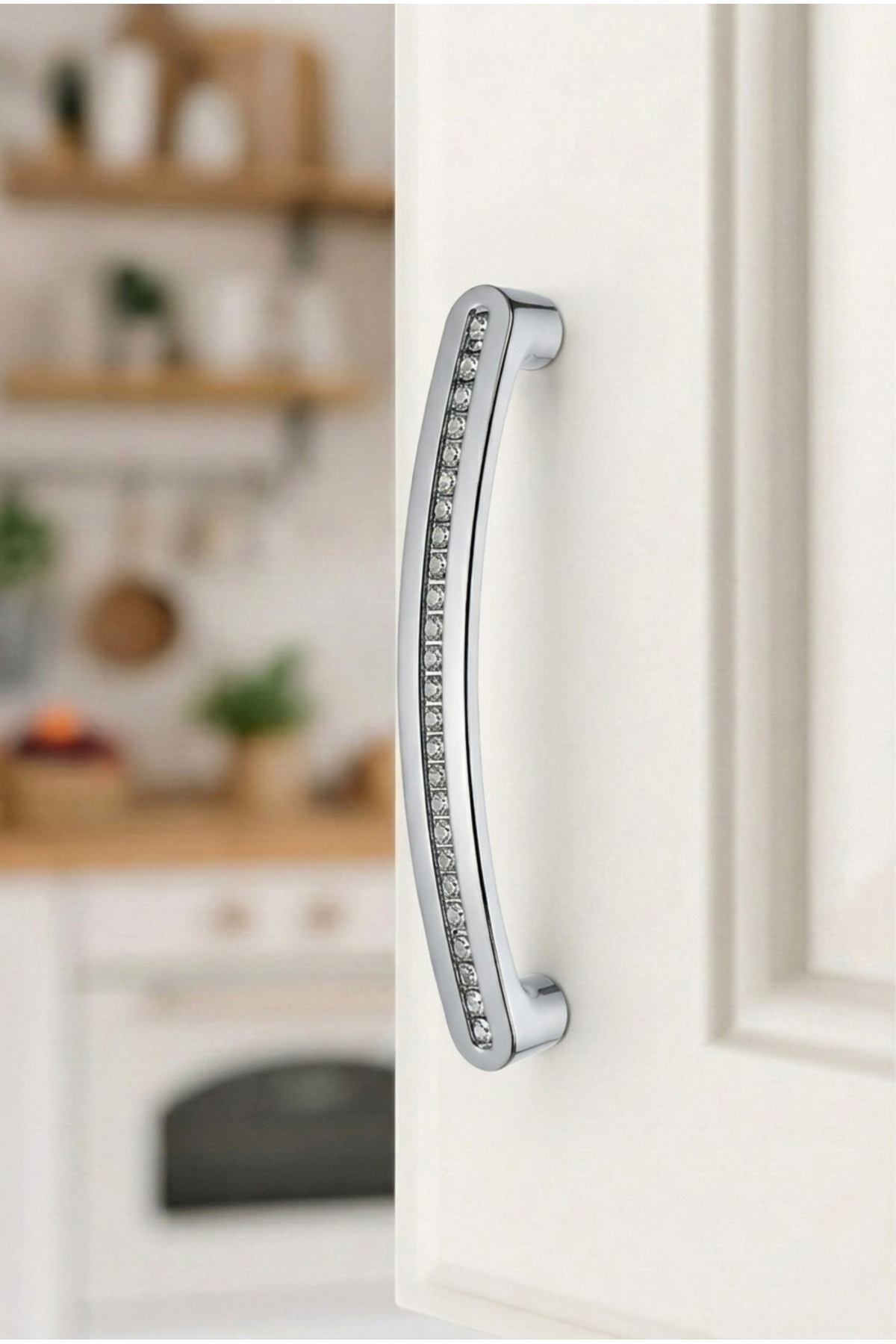 531/128/01 Chrome Stone Embroidered Furniture Handle 128 mm Hole Spacing 5-Pack Cabinet Drawer Handle