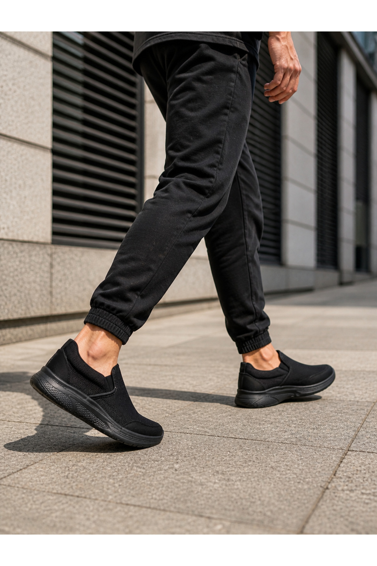 YUSE SHOES ARTSELYUN Siyah Triko Bağcıksız Hava Alabilen Spor Ayakkabı - Hafif Taban Günlük Yürüyüş Erkek Ayakkabısı görsel 2
