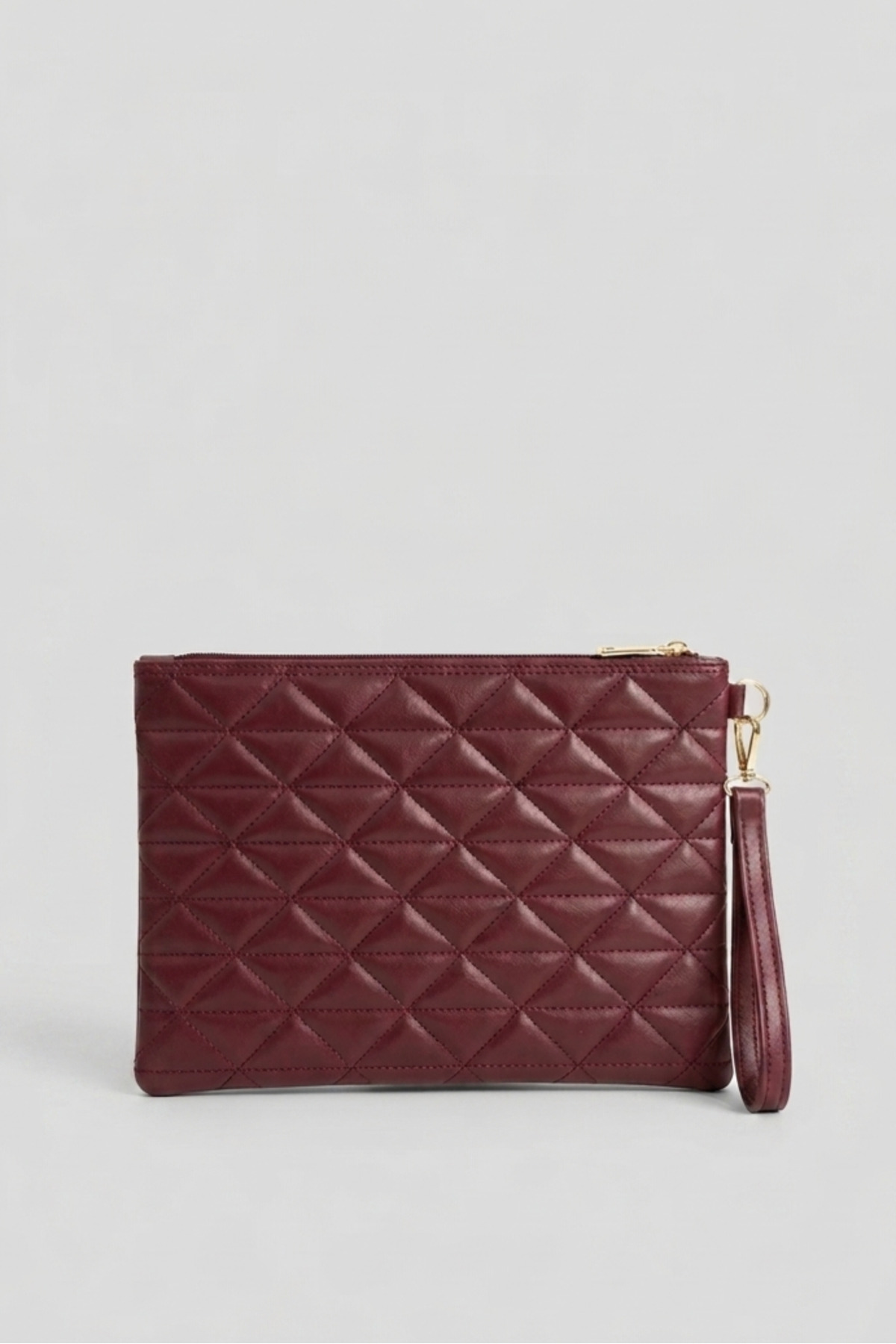 Bagfoni Notte Bordo Üçgen Desenli Portföy Clutch El Çantası