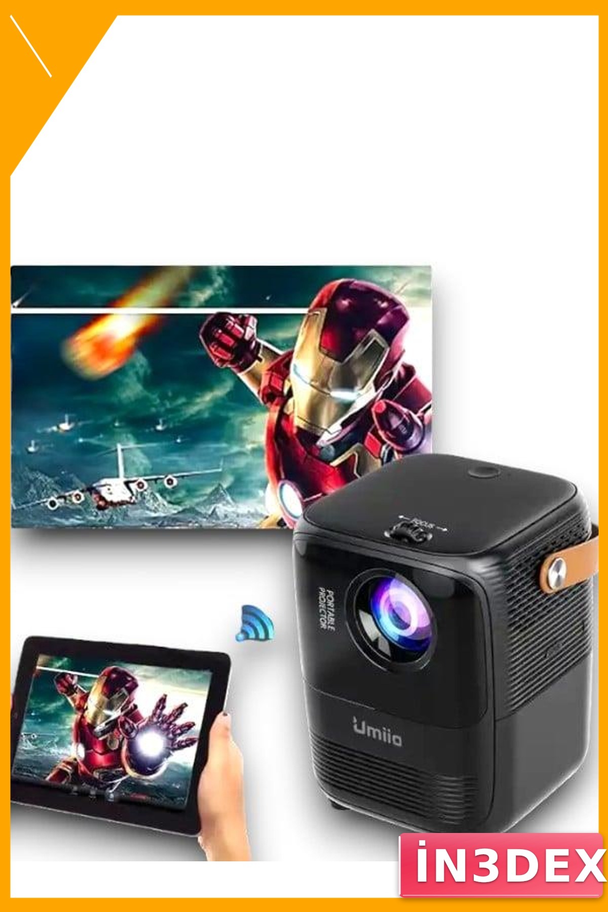 720p HD Taşınabilir Mini Projektör 64GB 2GB RAM Uzaktan Kumandalı