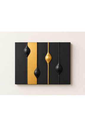 NartDecor Dokulu Gold- Siyah Tablo