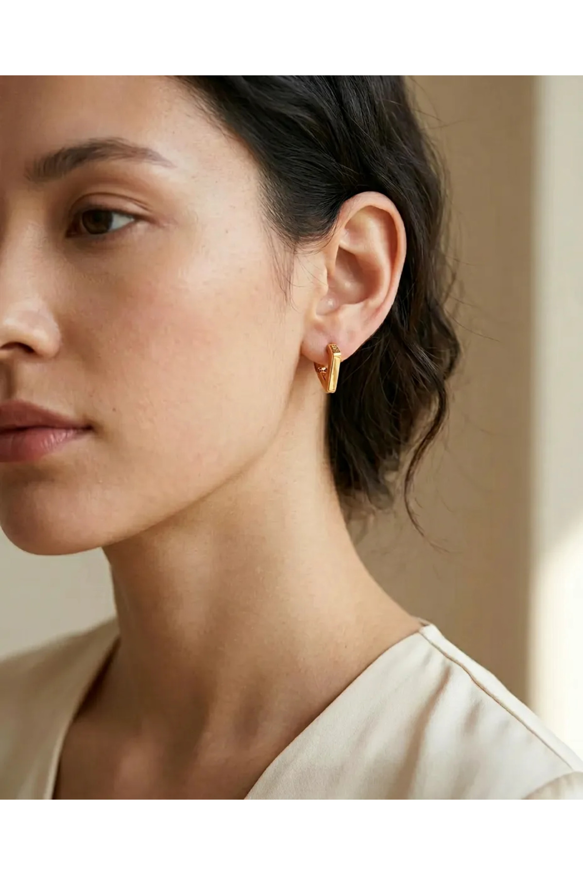 Unshakable Steel Geometric Triangle Earrings