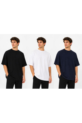 THEMODECHARME DÜZ TSHIRT OWERSİZE STANDART BEDEN 3 LÜ SET