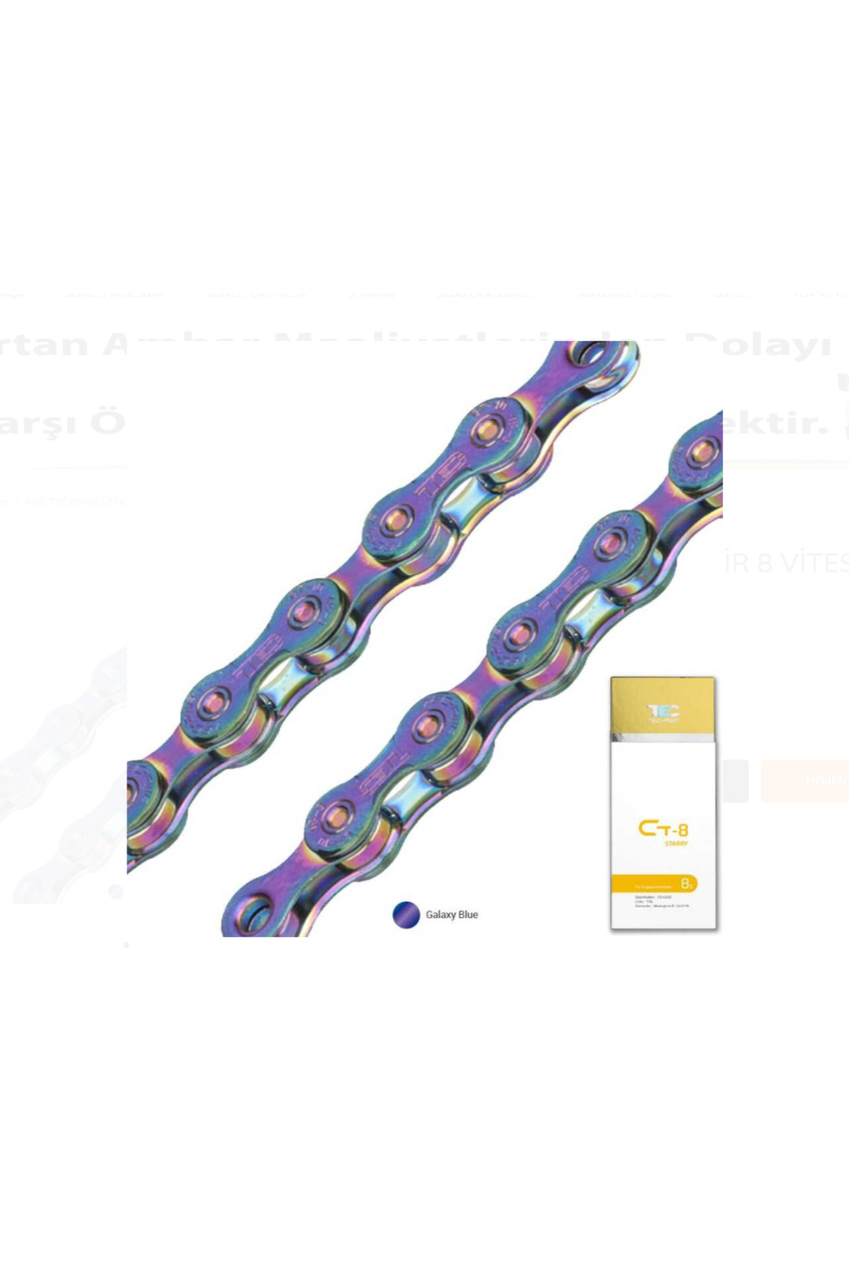 İthal BİSİKLET ZİNCİR KMC TEC-8 116 LINKS GALAXY BLUE 7-8 VİTES UYUMLU