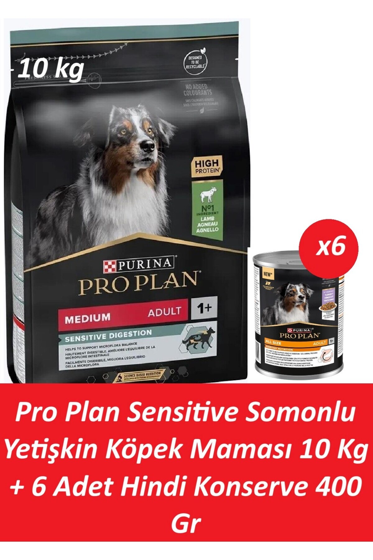Pro Plan Sensitive Somonlu Yetişkin Köpek Maması 10 Kg + 6 Adet Hindi Konserve 400 Gr - Fiyatı, Yorumları