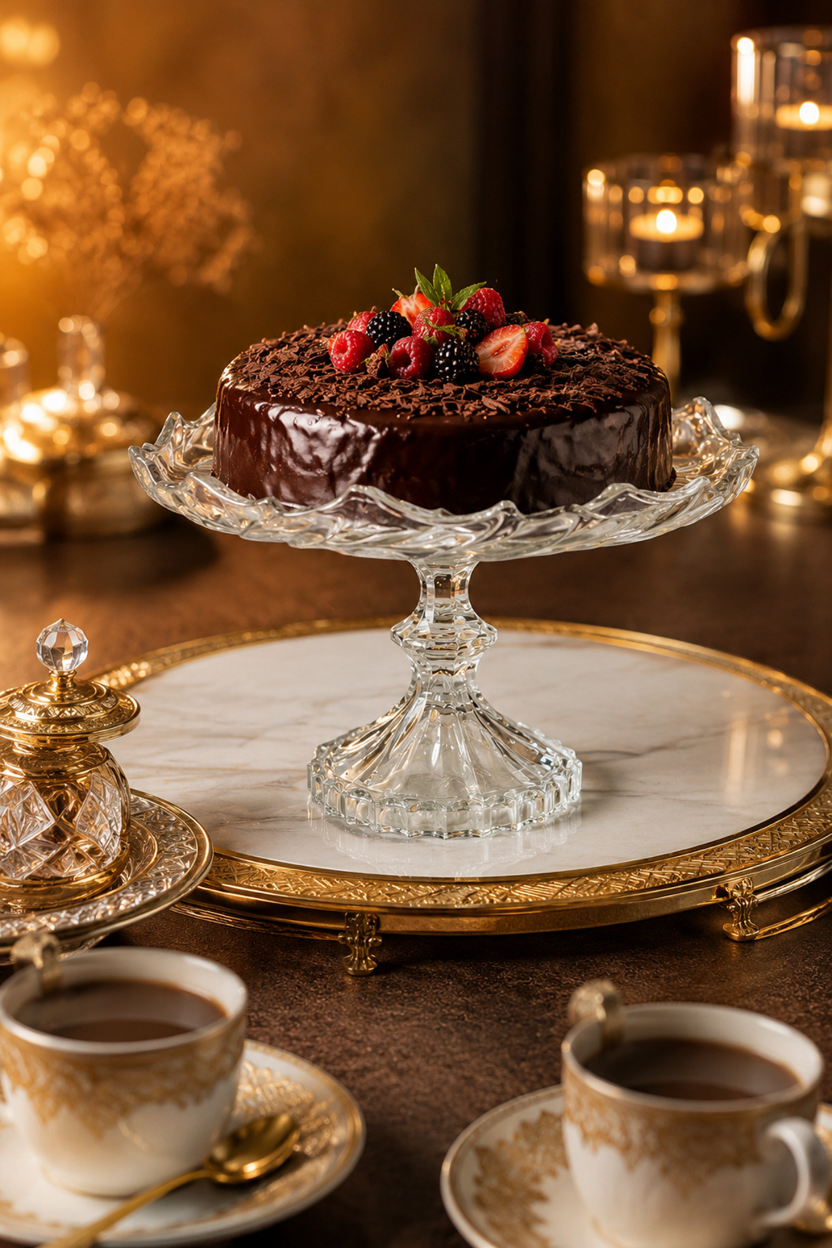 Luxury Glass Leg Cake Display 30cm Clear Crystal Look Cake & Dessert Cake Stand