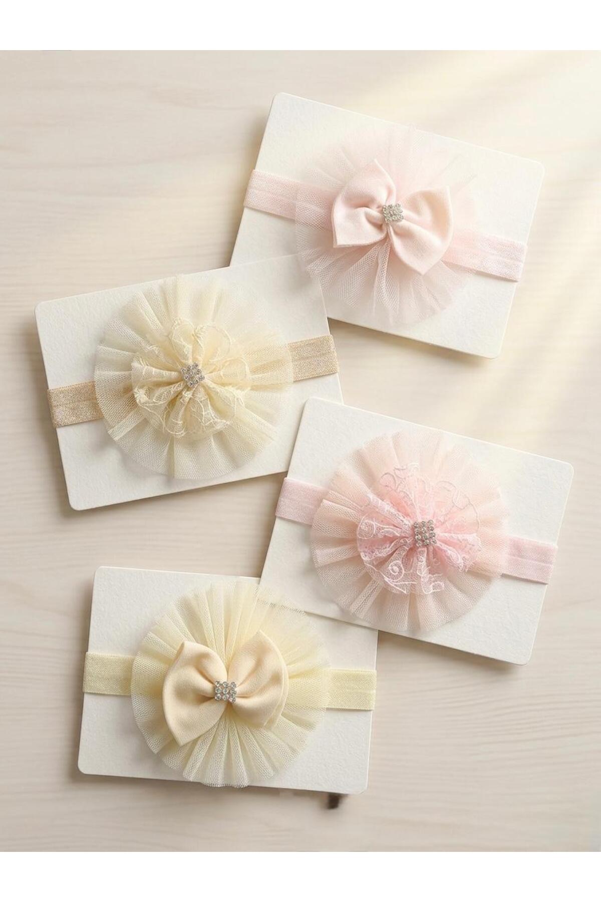 Baby Girl Bandana 4-Piece Set Elastic Mevlütlık Photo Shooting