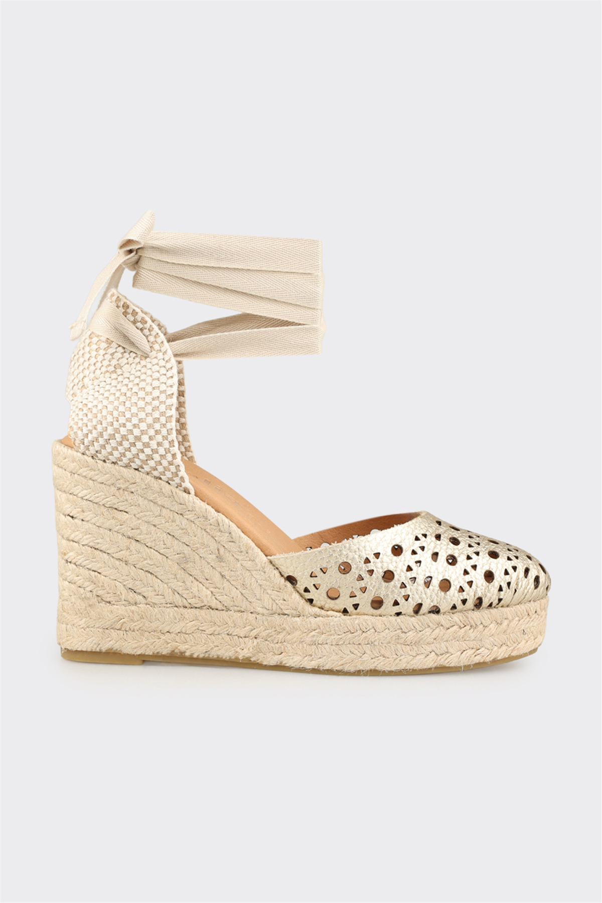 Elle Shoes Gold Kadın Dolgu Topuk Ayakkabı