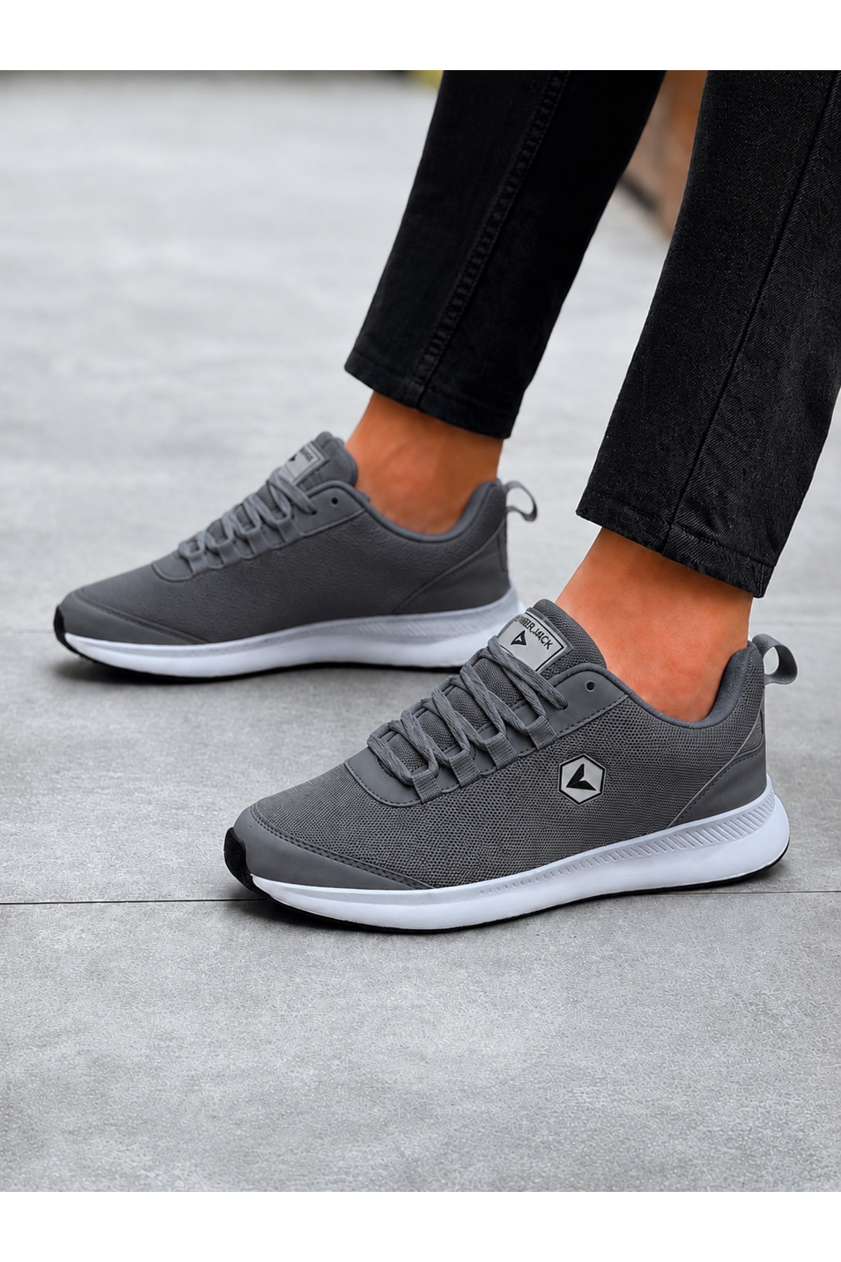 PRO JACK Füme Siyah Bağcıklı Sneaker Koşu Yürüyüş Erkek Spor Ayakkabı görsel 7