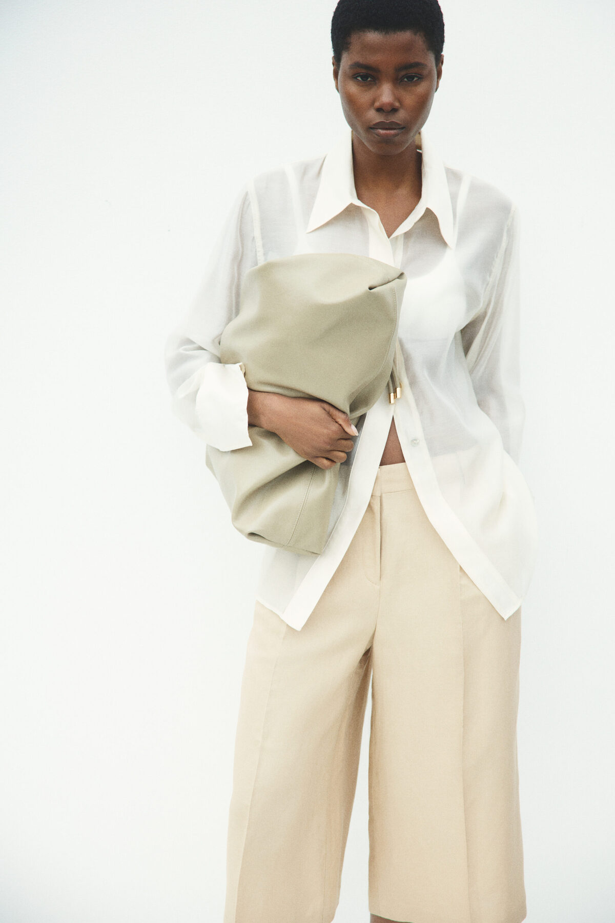 H&M Keten Karışımlı Geniş Culotte Pantolon görsel 2