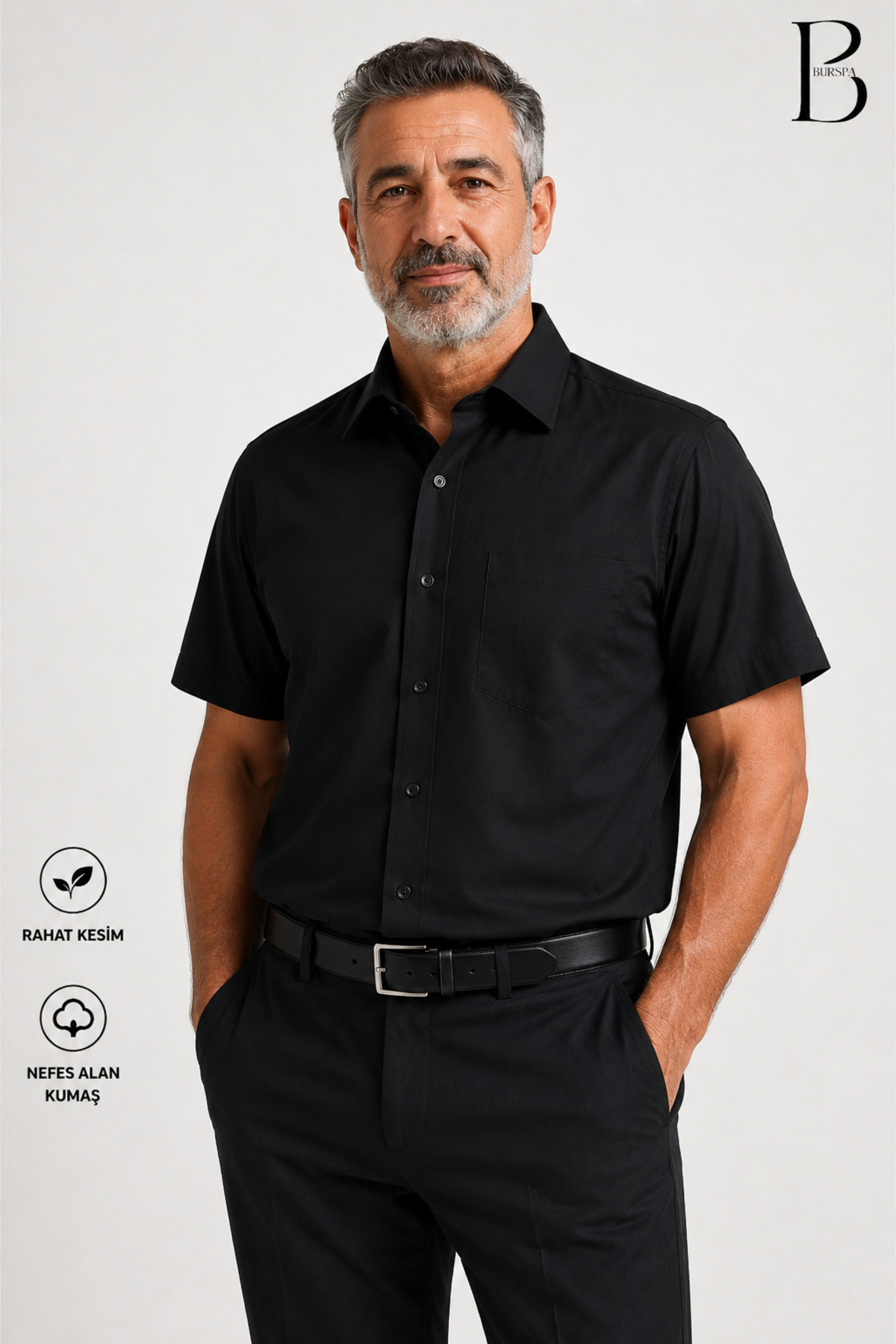 Casual Cut Classic Cotton Short Sleeve Man's Shirt