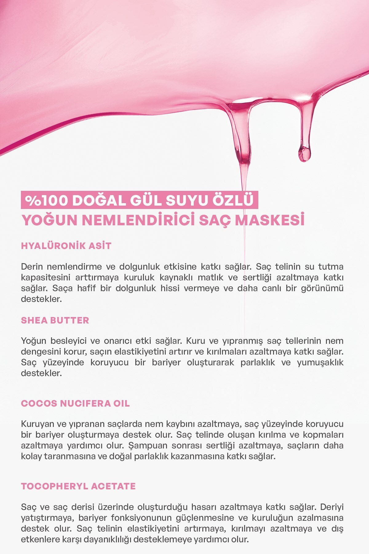 %100 Doğal Gül Suyu Yoğun Nemlendirici Saç Maskesi 25 ml x 10 Adet — 8697916027164 — تصویر 3 از 6