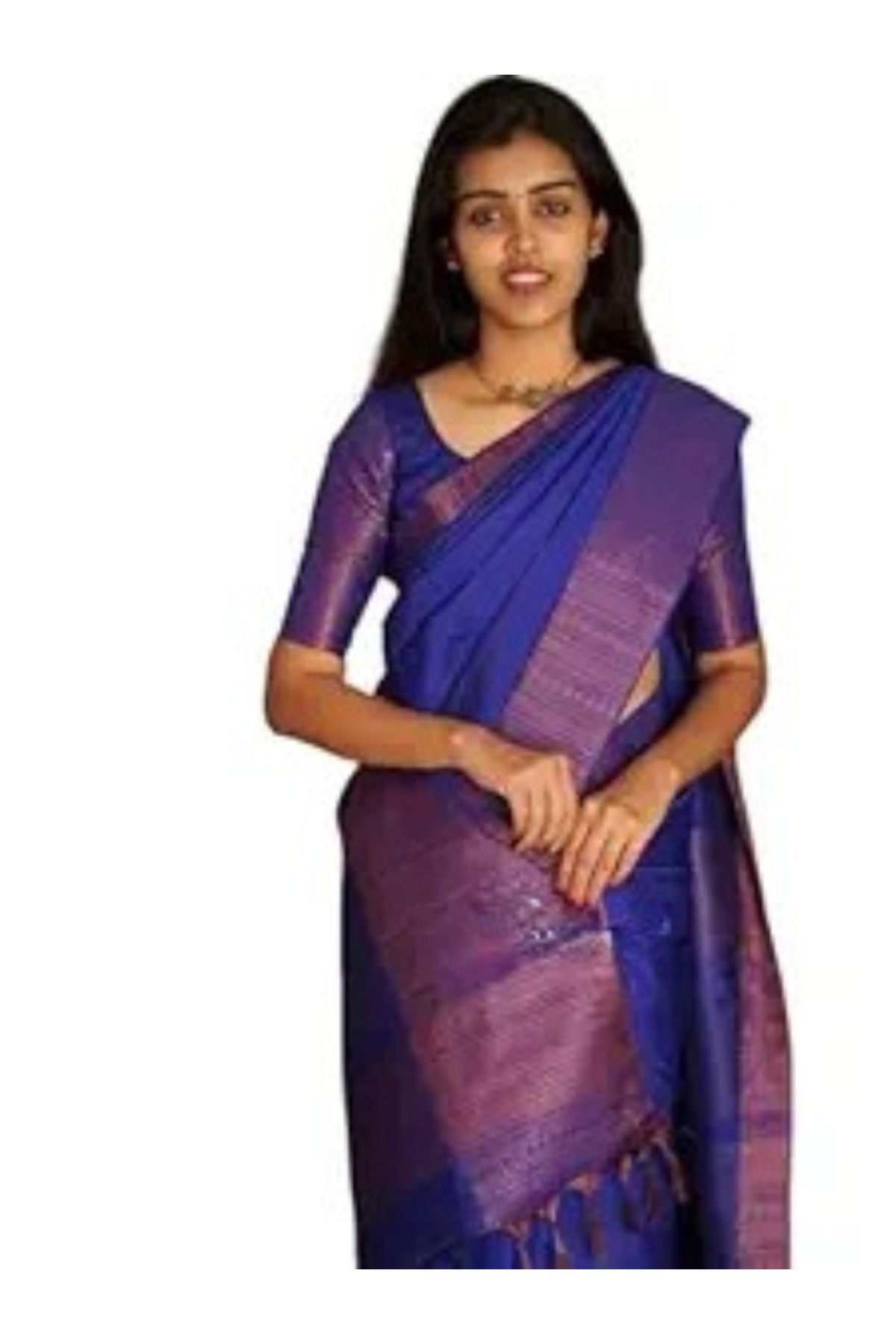 MYSMAR Blue & Copper Soft Lichi Silk Saree with Jacquard Border - MAF3116 | Blue