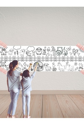 TrendTopic Çiftlik Yaşamı Dev Boyama Kağıdı 60 Cmx2 Metre Tatil Aktivite Rulo...