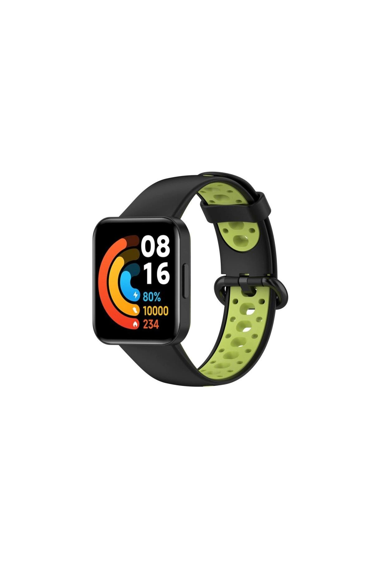 Xiaomi Redmi Watch 2 Spor Delikli Kordon - Siyah-yeşil