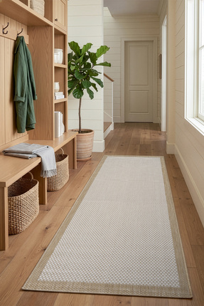 Koza Halı Fresco Ekru Natural Yıkanabilir Modern Antre Halı Kilim Yolluk 23745Y