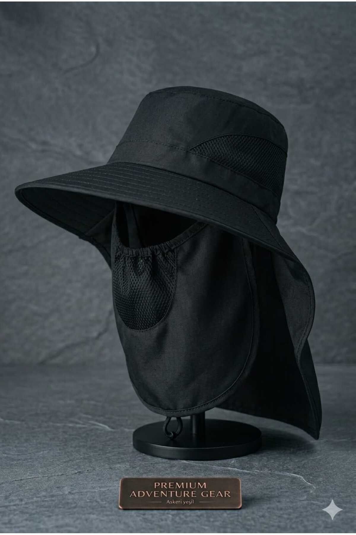 Breathable Fisherman Hat with Sunscreen, Mask and Neck Cover with Wide Edge
