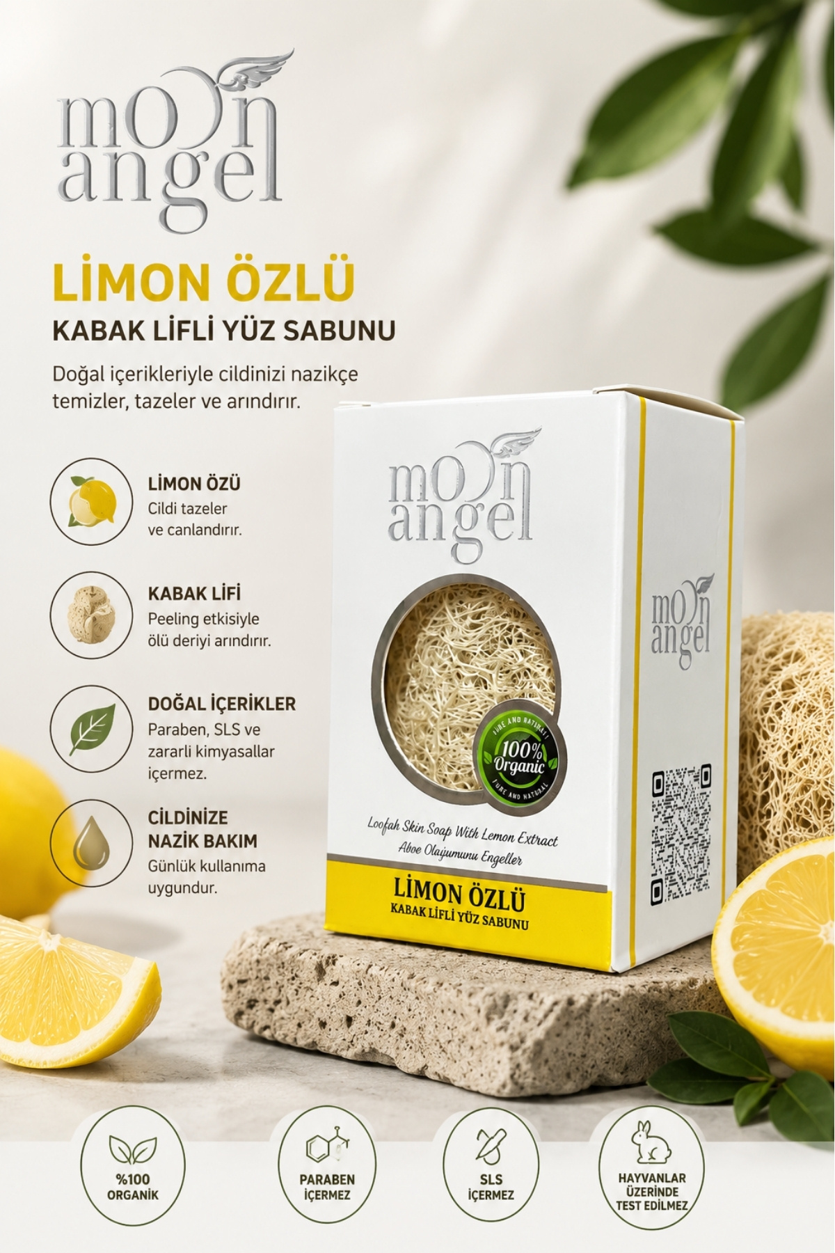 Kabak Lifli Sabun Limon Özlü Karşıtı Cilt Bakım Sabunu — görsel 1