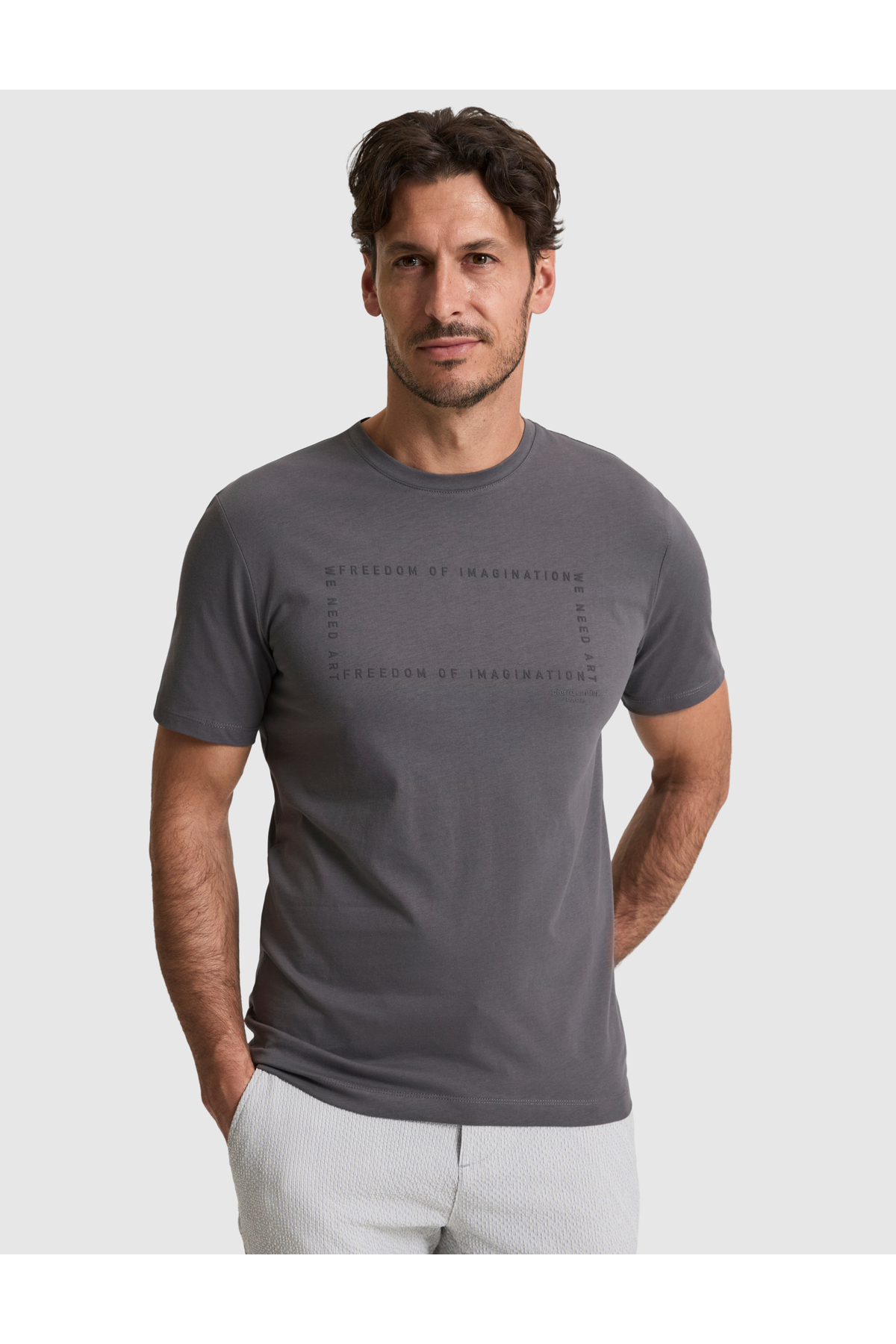 Pierre Cardin Koyu Gri Regular Fit %100 Pamuk Bisiklet Yaka Tişört 50327871-VR080