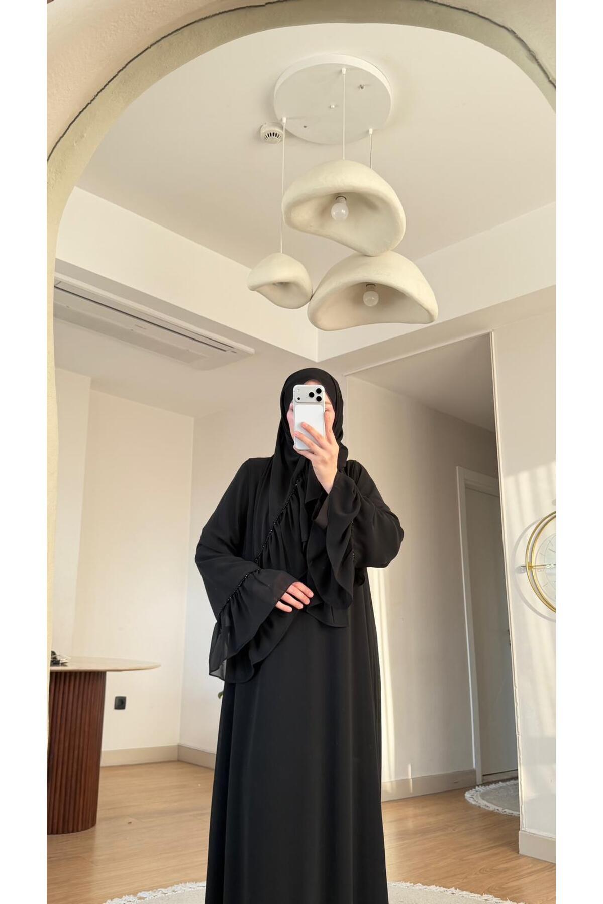 New Season Sapphire Stone Abaya Shawl and Belt Gift