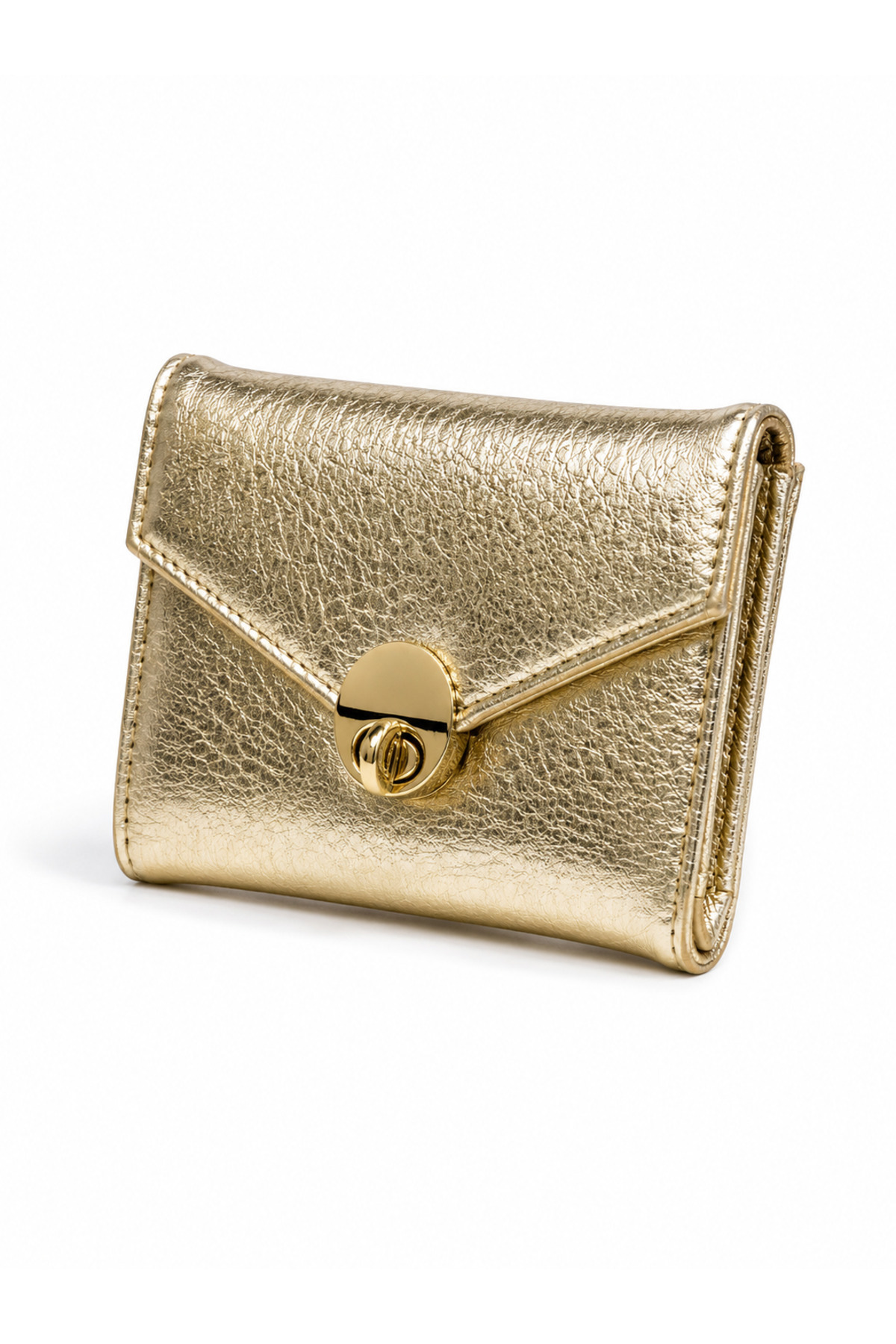 dericom Kadın Gold Mini Kilitli Şık Kompakt Cüzdan Kartlık görsel 3