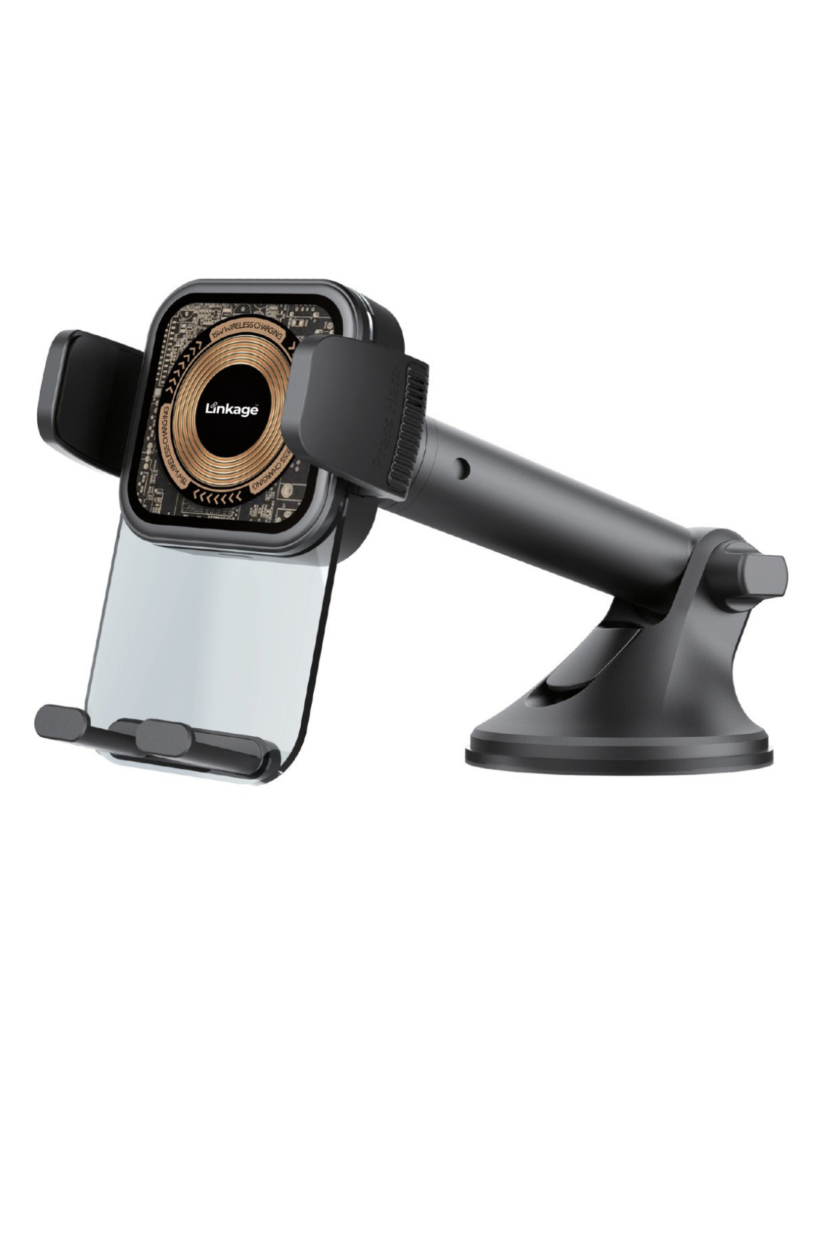 LWS6 15W Kablosuz Hızlı Şarjlı Vantuzlu Araç İçi Telefon Tutucu - Şeffaf Gövdeli, 360 Derece Dönebilen Cam ve Torpido Uyumlu Tutucu