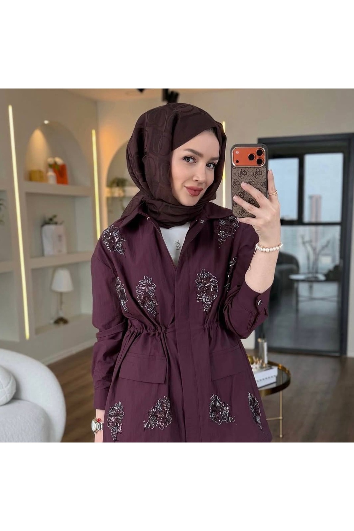 QAF Boncuk Çiçek İşleme Detaylı Ceket görsel 2
