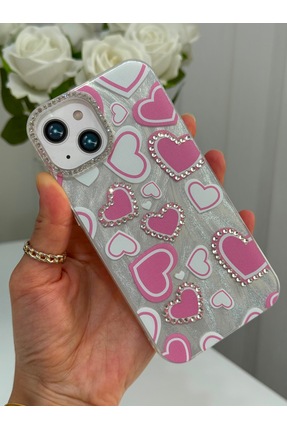 UCHOICE iPhone 15 Kılıf Parlak Taşlı İşlemeli Ebru Desenli Kamera Yükseltili ...
