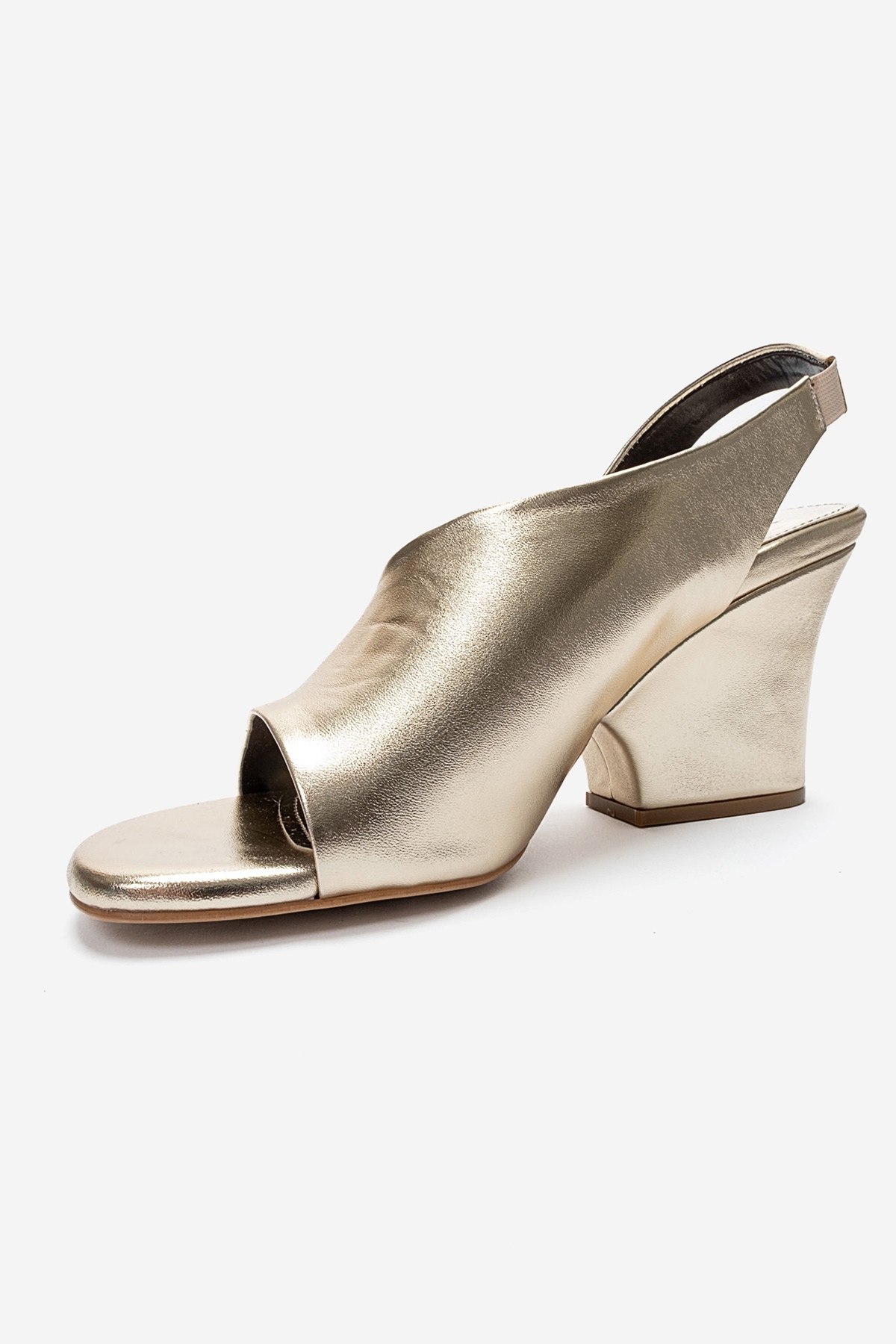 LuviShoes ZYRA Altın Cilt Kadın Dolgu Topuklu Ayakkabı görsel 6