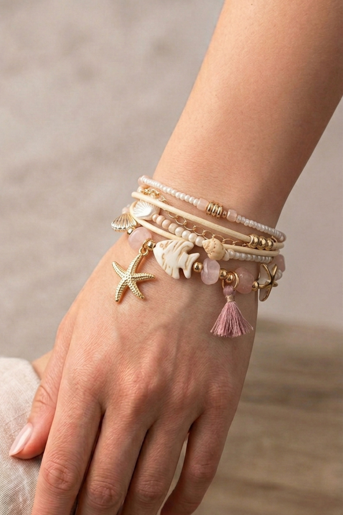 ETHNIC BOHEMIAN MULTIPLE BRACELET NATURAL STONE