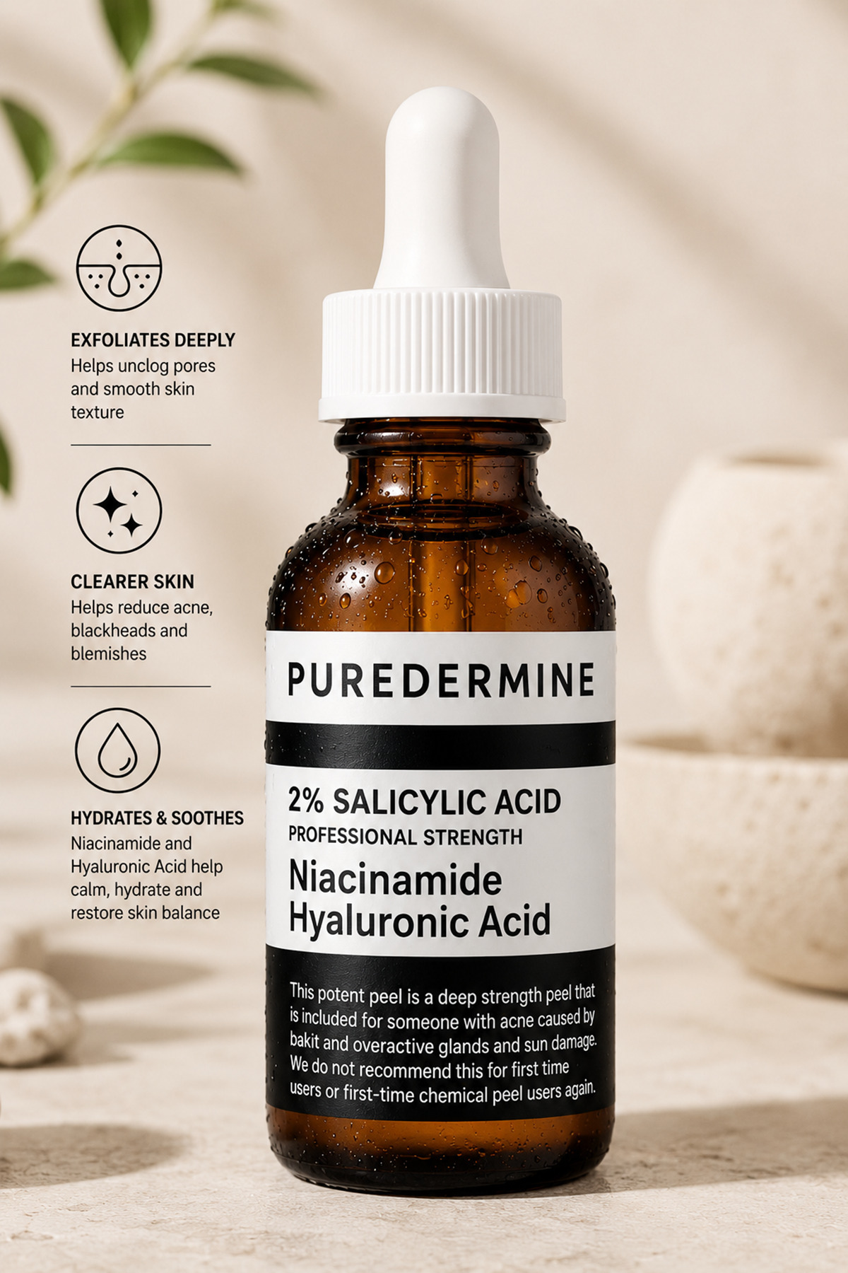 Salisilik Asit Serum %2 BHA İçerikli Niacinamide ve Hyaluronik Asit Destekli Siyah Nokta Karşıtı Yağlı ve Akneye Eğilimli Ciltler İçin Bakım Serumu — 35-2 — تصویر 4 از 8