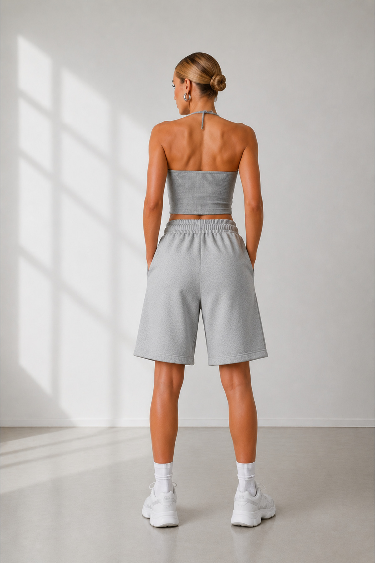 BERYY MODA 2 Adet Siyah-Gri Oversize Kalıp Şort Bermuda Rahat Kalıp Terletmez Yazlık görsel 7