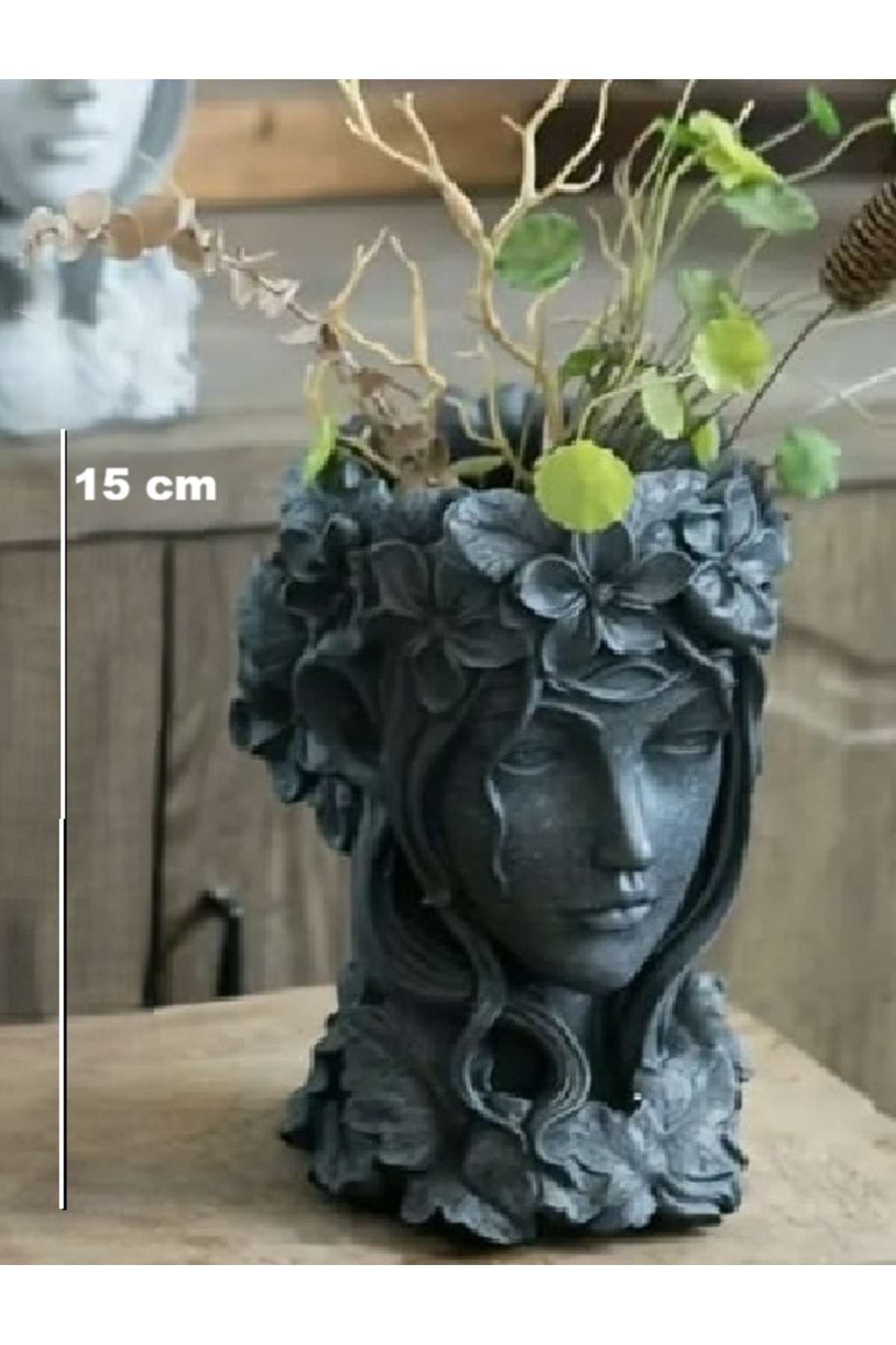 15 Cm Natural Stone Casting Queen Bust Flower Pot Decorative Plant Pot