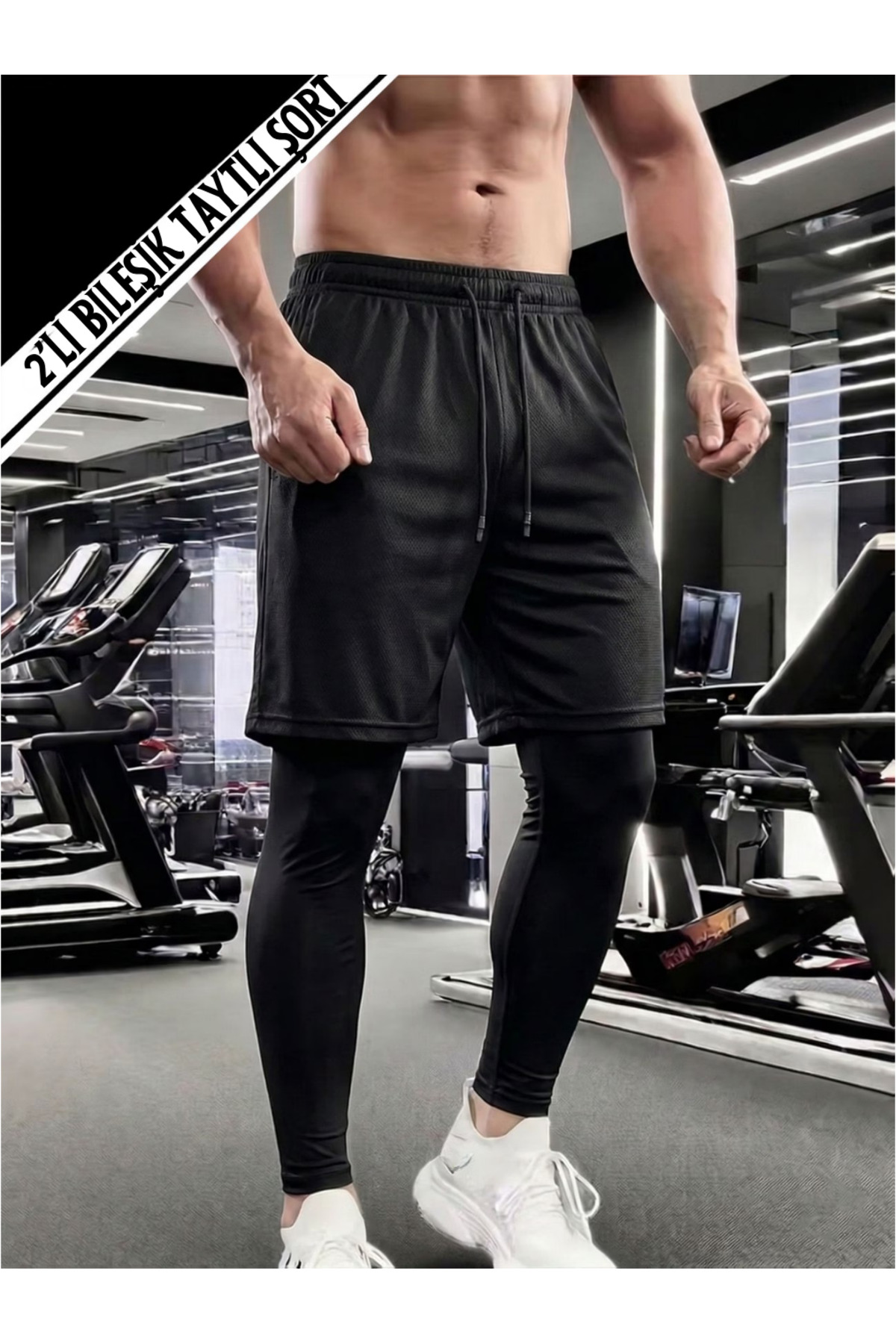 RUTBİL SPORTS 2'Sİ Bir Arada-futbol Tayt Şort-birleşik Tayt Şort -fitness Tayt Şort-koşu & Egzersiz Tayt Şort