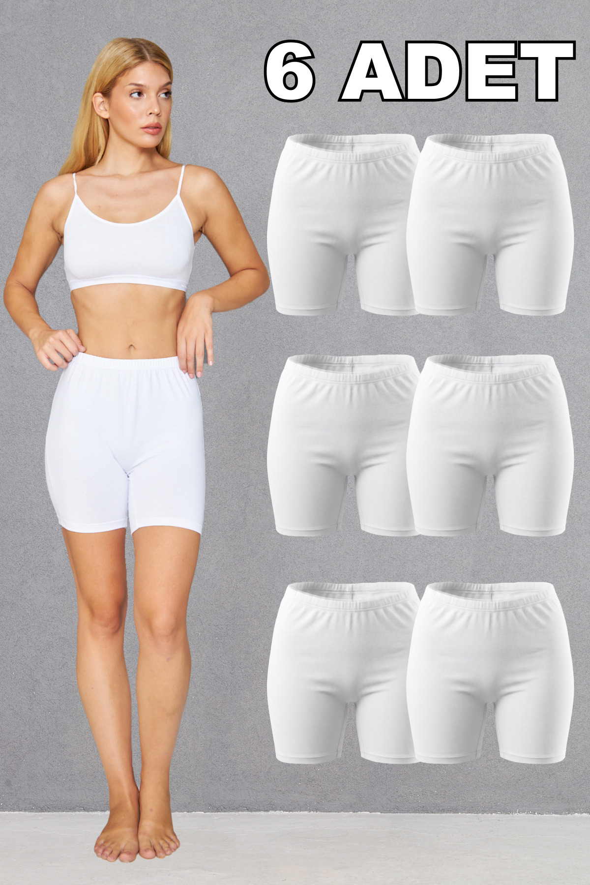 Lantliv 6 Pcs White Combed Cotton 95% Cotton 5% Lycra Comfortable Above Knee Shorts Leggings, Women's Short Leggings, Combed Cotton Leggings, Leggings, Soft Shorts Leggings, Summer Leggings, Cotton Leggings, Plus Size Leggings