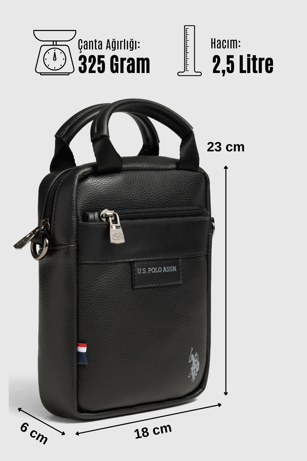U.S. Polo Assn. U.S. Polo Assn 26082 Omuz Askılı Erkek El Çantası Postacı Çantası SİYAH görsel 7