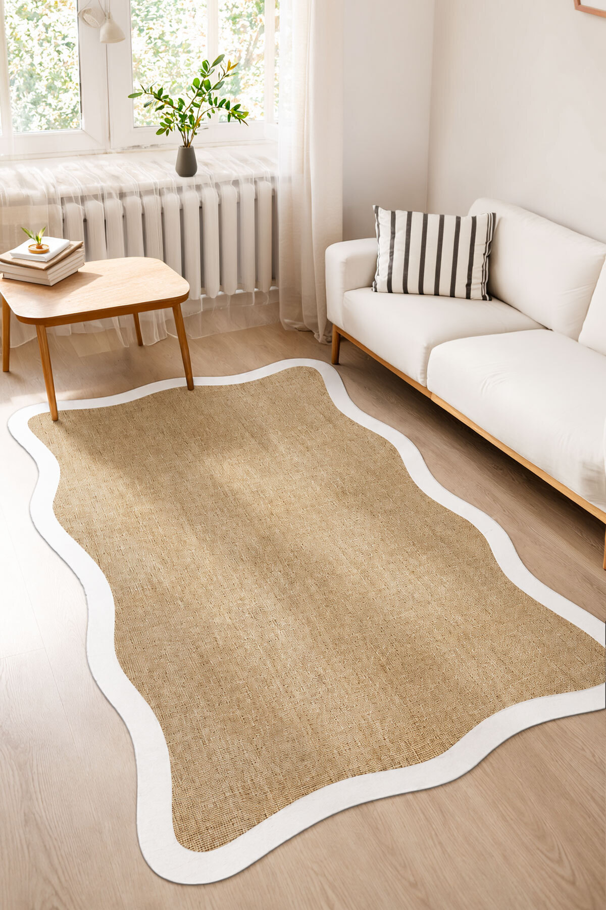 Digital Anti-Slip Washable Jute Look Living Room Rug Kitchen Carpet Runner Bath Mat