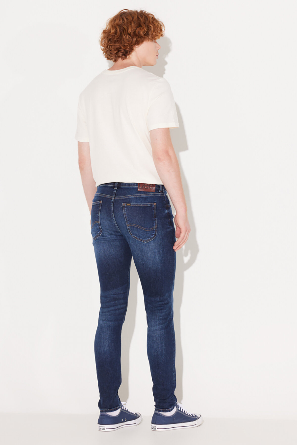 Lee Malone Skinny Fit Dar Kesim Normal Bel Koyu Mavi Esnek Jean Kot Pantolon görsel 6