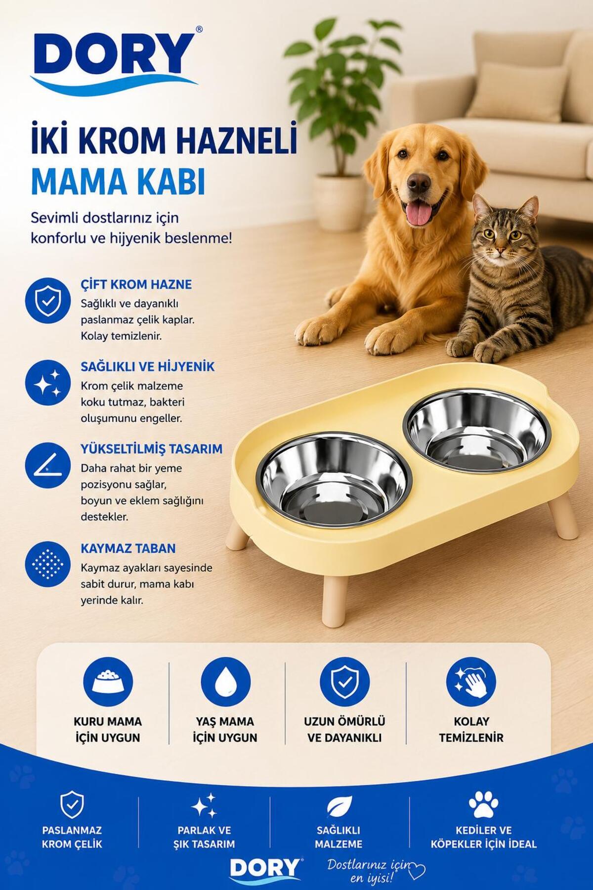Dory İki Krom Hazneli Plastik Mama Su Kabı Yeşil - Fiyatı, Yorumları