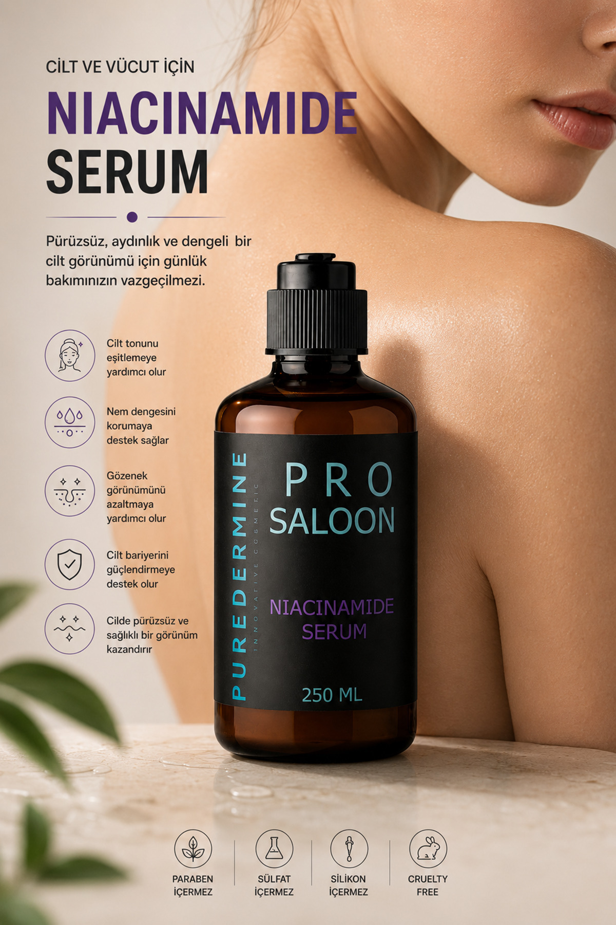 Puredermine Niacinamide Serum | Cilt Tonu Eşitleyici, Nem Dengeleyici ve Daha Sağlıklı Görünümlü Cilt İçin Profesyonel Bakım — ımn66