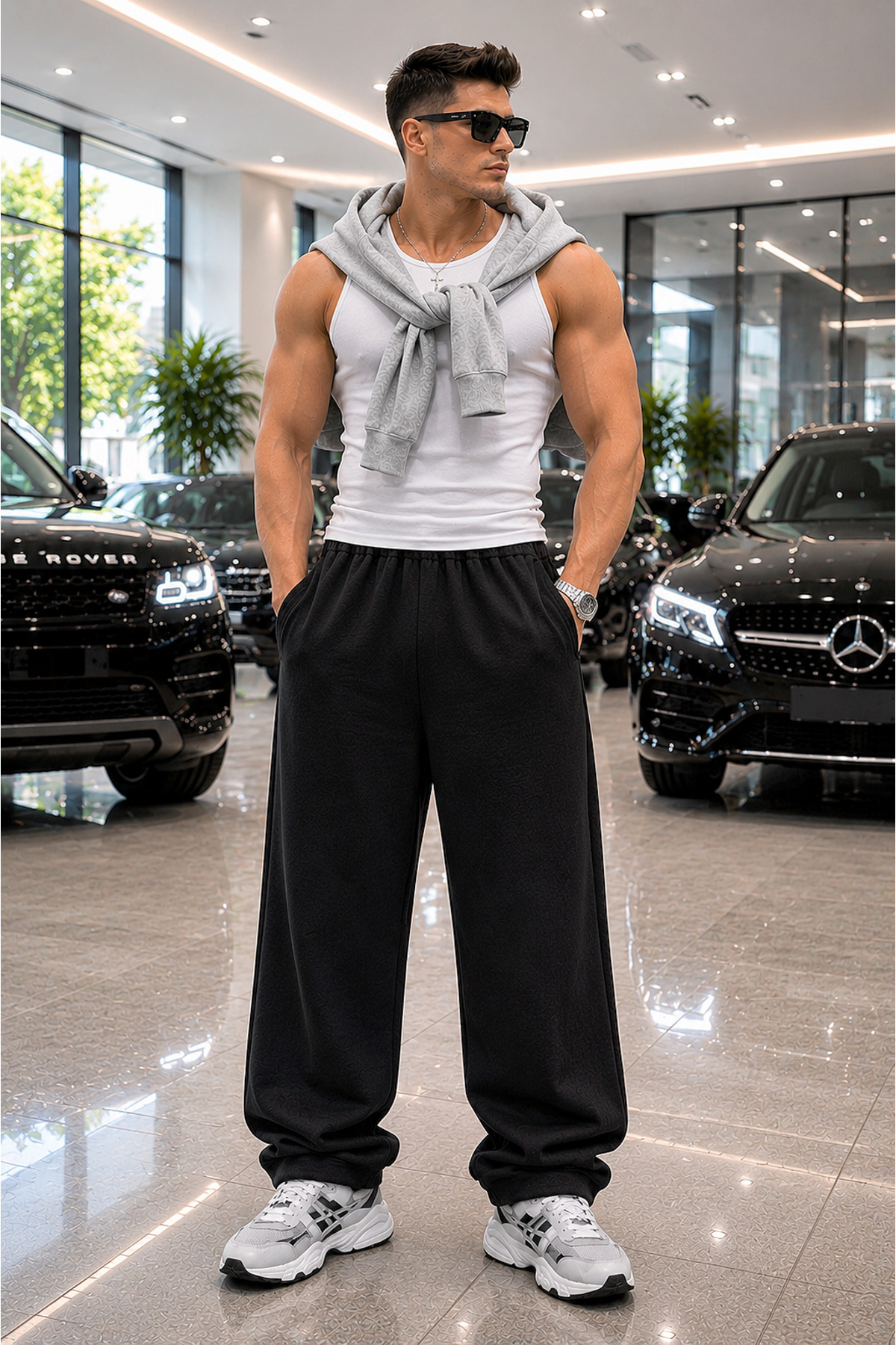 BSBSPOR Büyük Beden Relax Unısex Model Bol Rahat Lastikli Paça Uzun Boy Günlük Eşofman Altı görsel 6